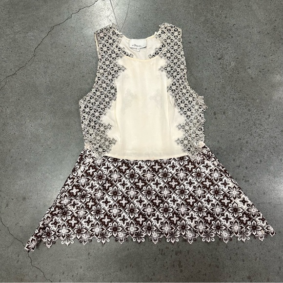 3.1 PHILLIP LIM Lace & Silk Floral Top 6 - Picture 2 of 10